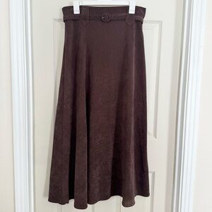 Vintage 90s Desert West Chocolate Brown Suede Maxi Skirt Size L